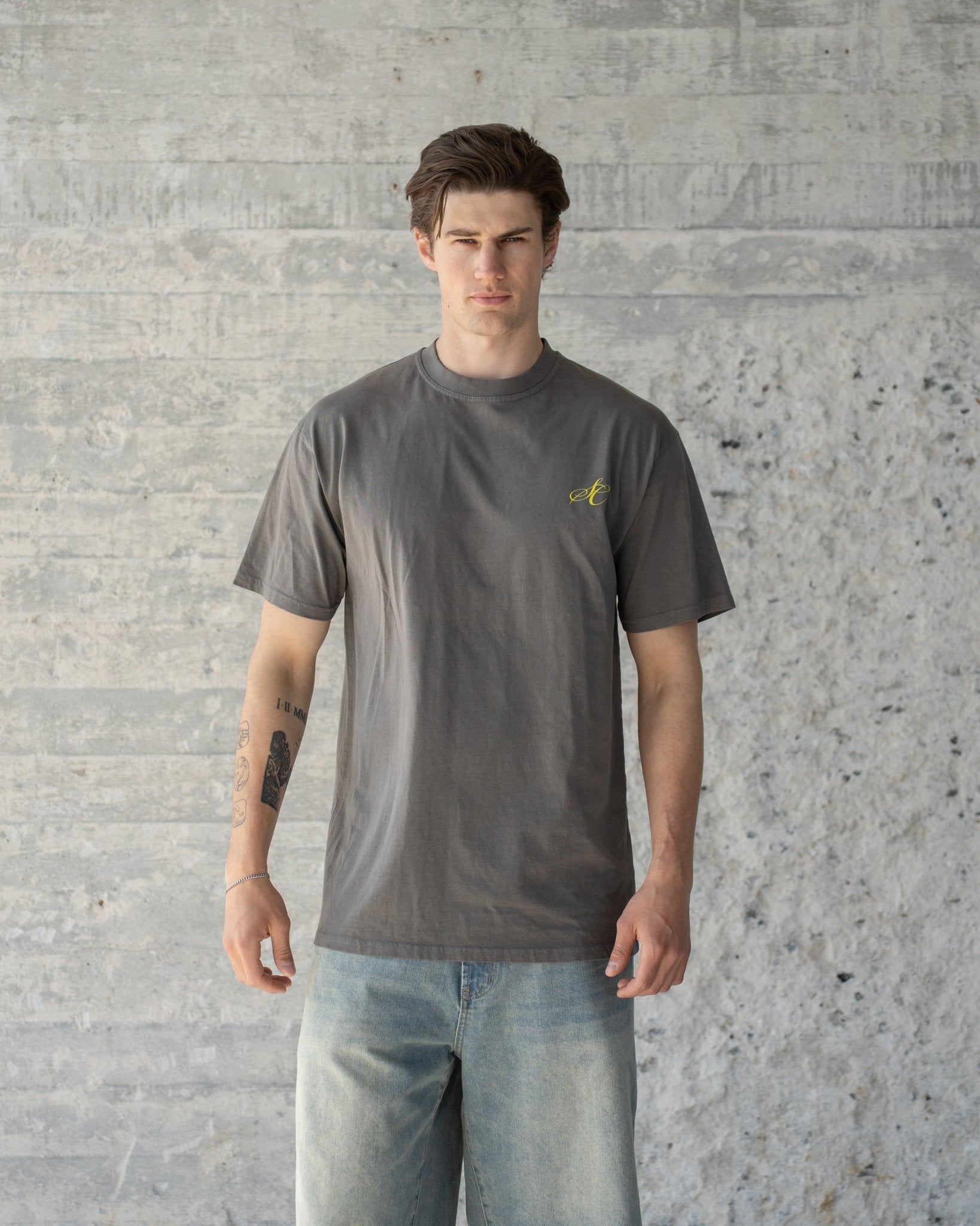 AUTHENTIC GARMENT T-Shirt Washed Grey/Yellow | Skagen - clothing.dk